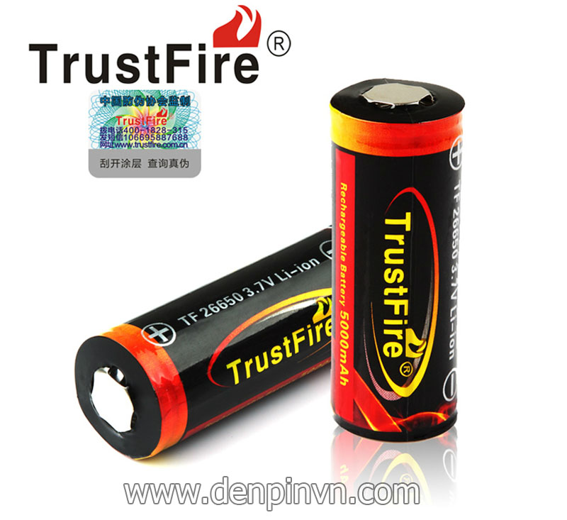 Pin sạc 26650 Trustfire 3,7V 5000mAh Protected